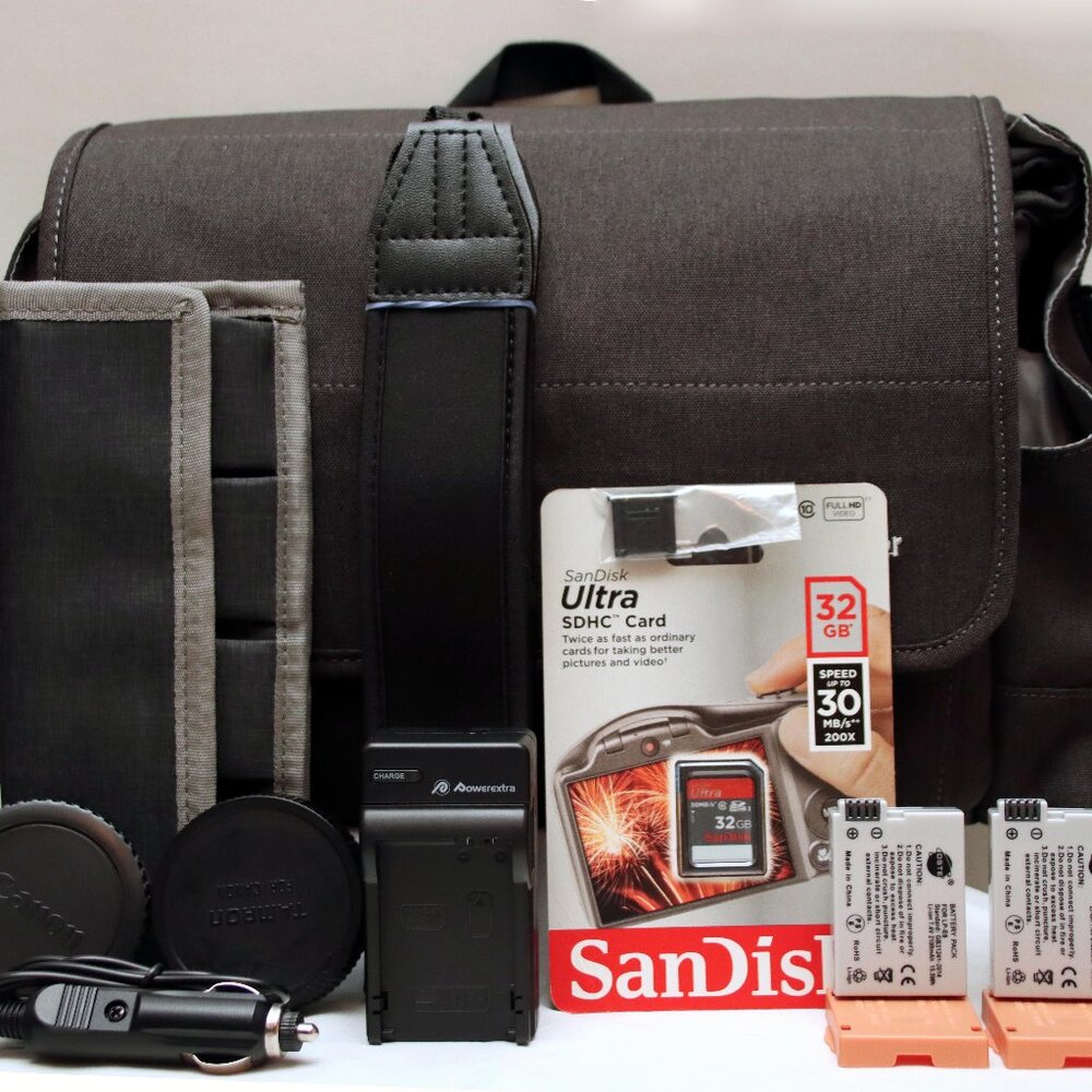 CanonT5i T4i T3i T2i: 2LP-E8, BatteryPouch, Charger, Bag, Caps,32GB AccessoryKit